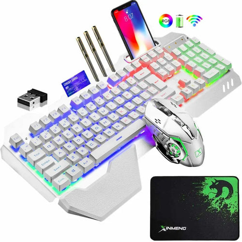 NexaKeys Pro wireless RGB backlit keyboard with rainbow lighting effects on dark gaming background